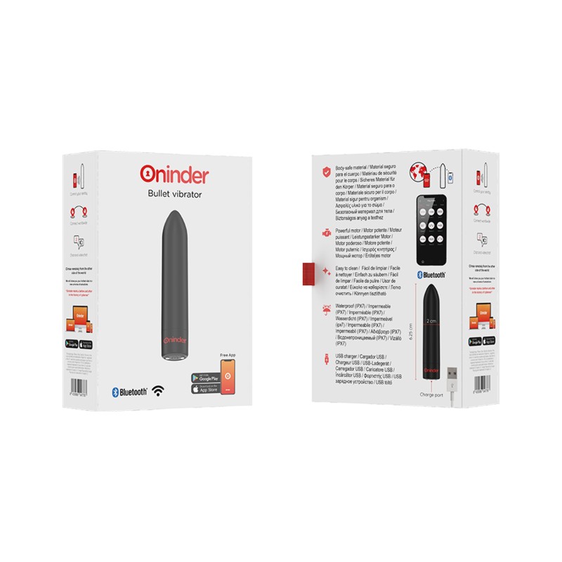 Oninder - Berlin Vibratore Bullet Nero 9 Modalità 8,5 X 2 Cm - App Gratuita