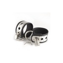 Rimba Wrist Cuffs in Leather and Metal with Padlock - Silver