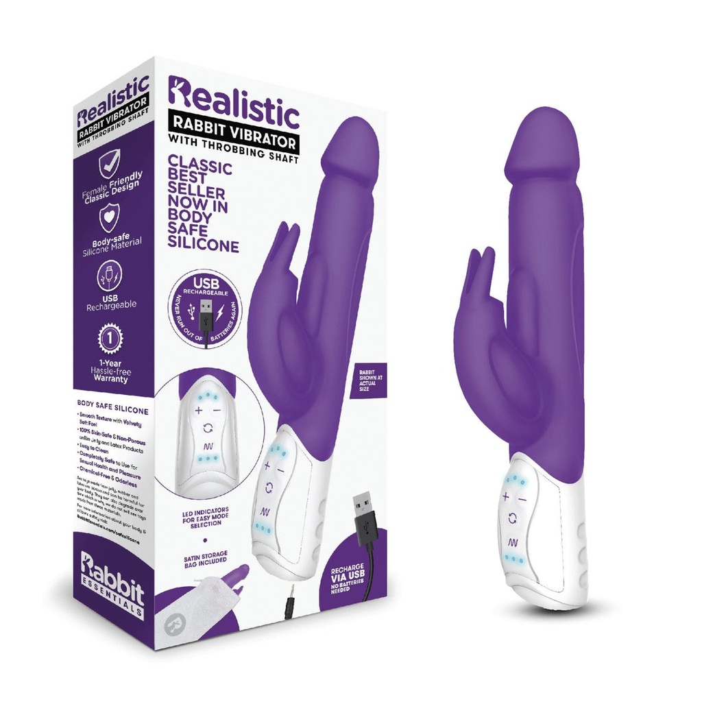 RABBIT ESSENTIALS Realistic with Throbbing Shaft Purple