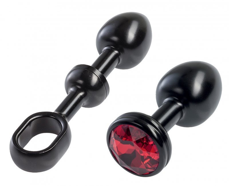 MALESATION Alu-Plug with Handle & Crystal Small, Black