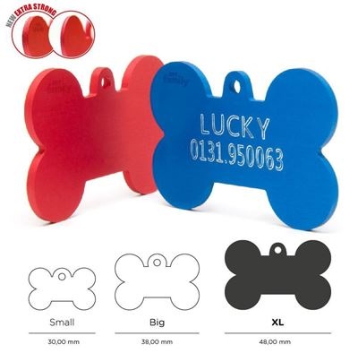 My Family Basic Bone Pet Tag Black X-Large | for Dogs/Cats