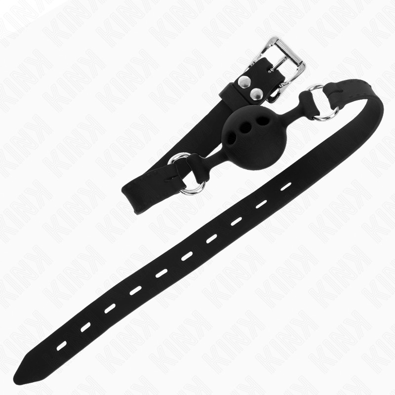 Kink - Bavaglio in Silicone Intero 55 X 2 Cm Con Sfera Da 4 Cm Misura S Nero Regolabile 35-51 Cm