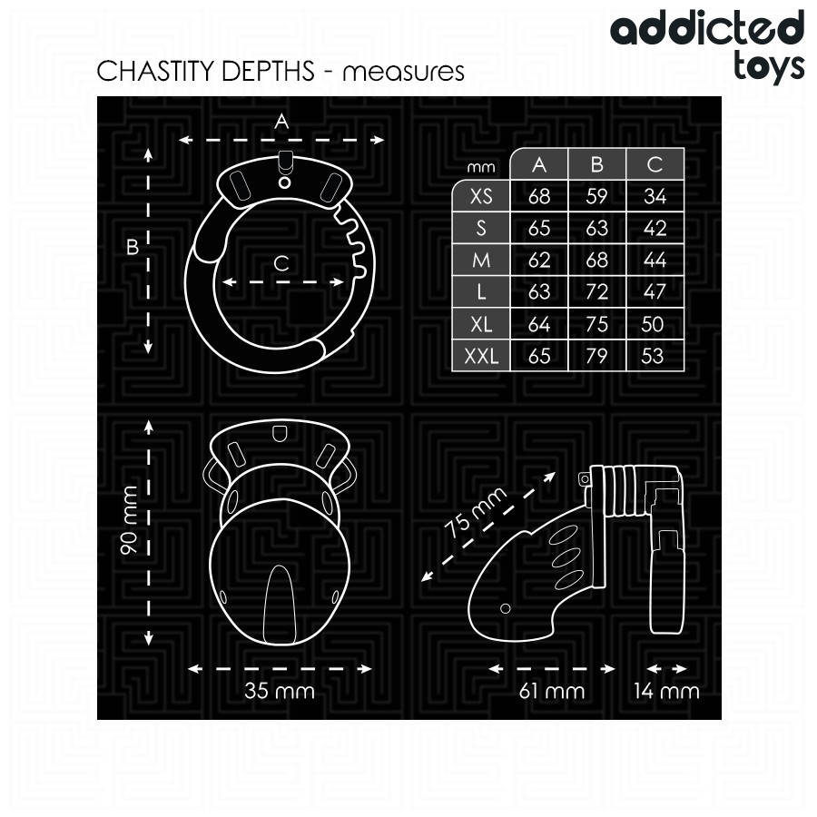 Addicted Toys Locked Chastity Depths Penis Cage 7.5 Cm