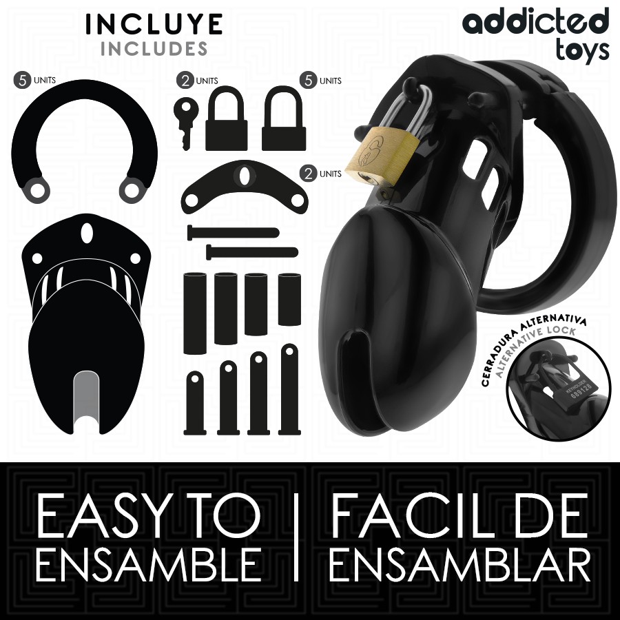 Addicted Toys Locked Obsidian Hold Penis Cage Size M