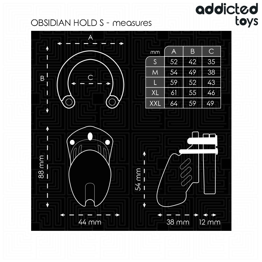 Addicted Toys Locked Obsidian Hold Penis Cage Size S