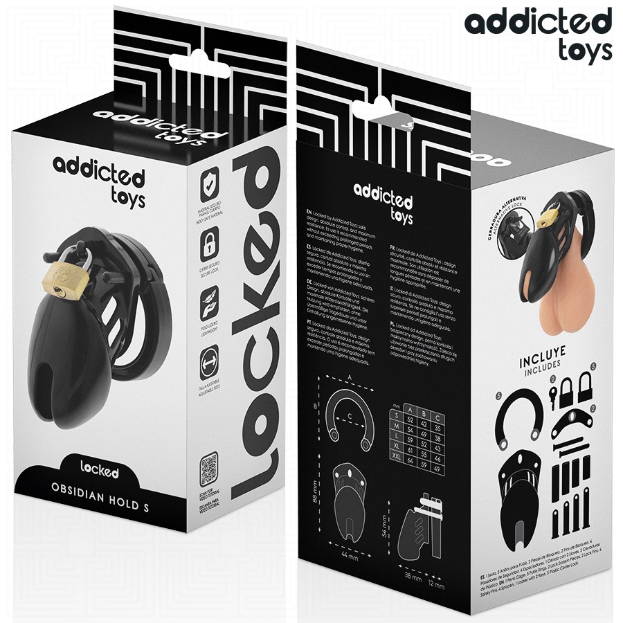 Addicted Toys Locked Obsidian Hold Penis Cage Size S