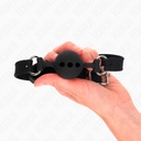 Kink - Bavaglio in Silicone Intero 55 X 2 Cm Con Sfera Da 4 Cm Misura S Nero Regolabile 35-51 Cm