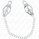 KINK Japanische Kleeblatt-Nippelklemmen mit Kette – Silber (30 cm)