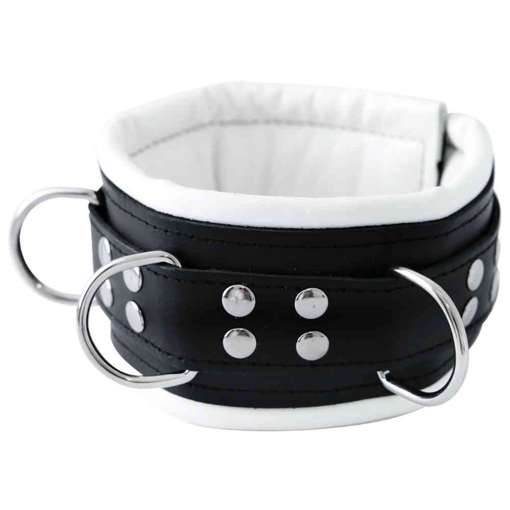 Breite Leder-Halsfessel mit D-Ringen