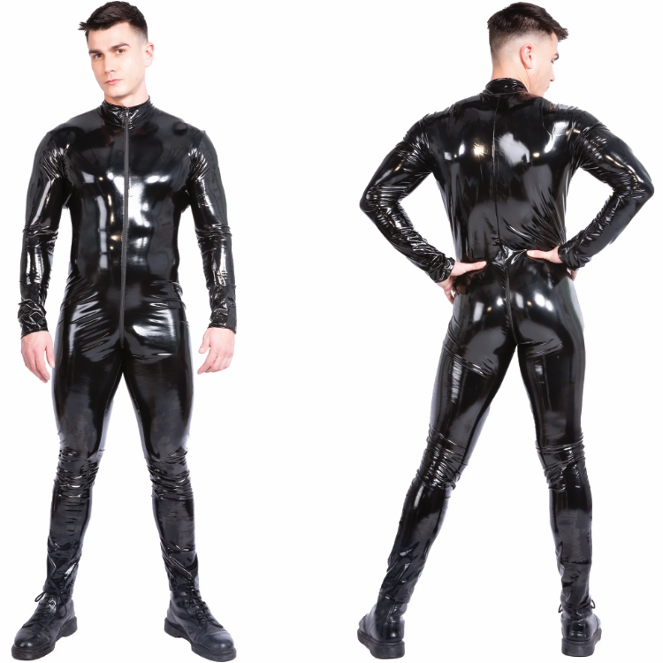 VynX PVC Catsuit – Langarm Ganzanzug mit durchgehendem Reissverschluss