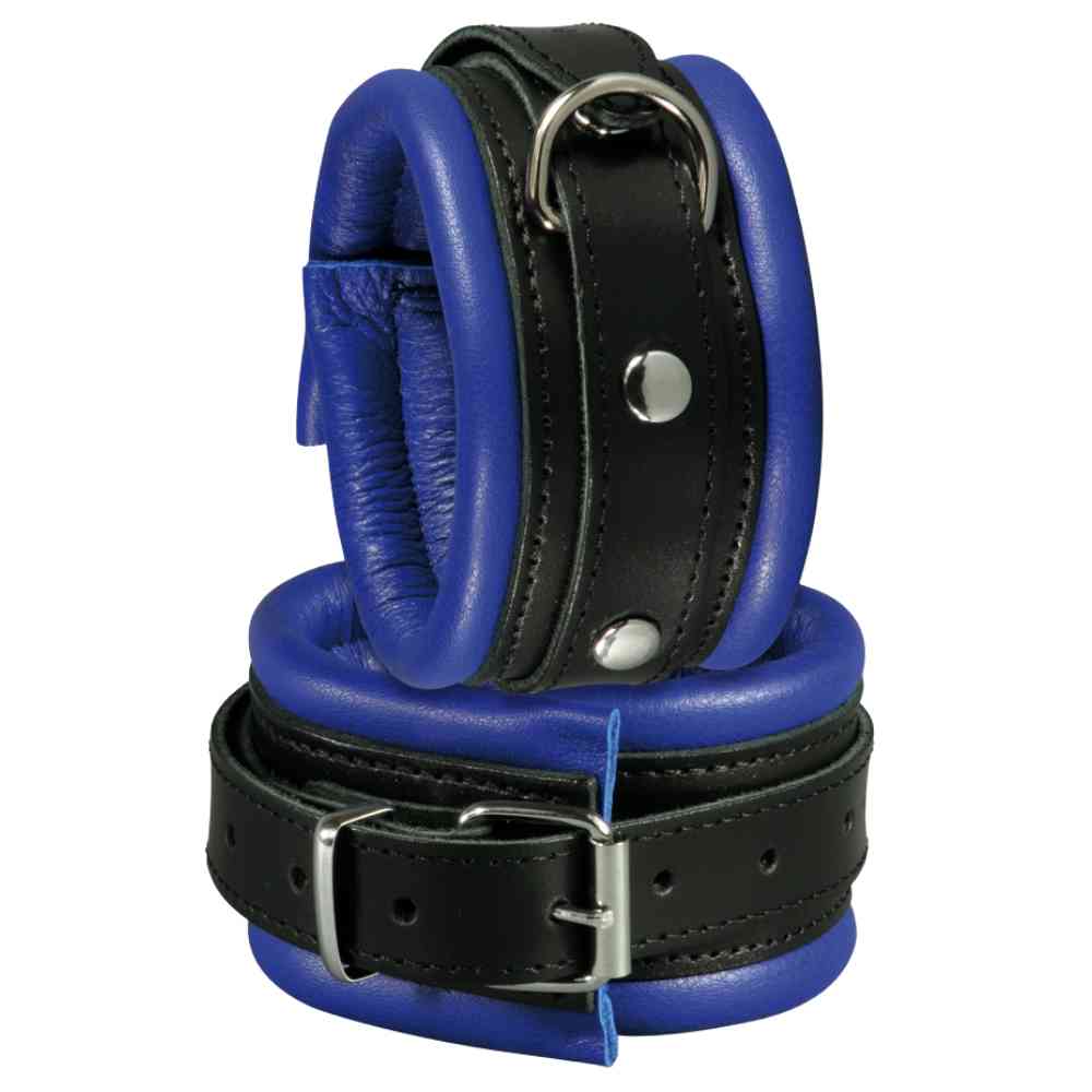 Leder-Fussfessel, gepolstert blau/schwarz