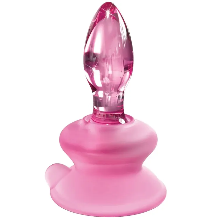 Icicles No. 90 - Glass Suction Cup Anal Plug - Pink