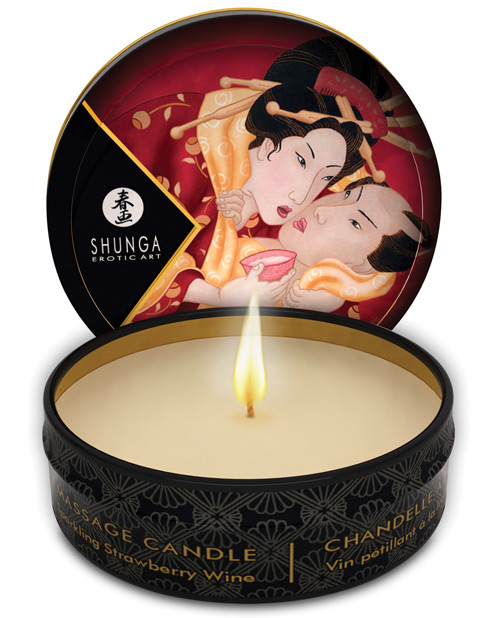 Shunga Mini Caress by Candelight Strawberries and Cava Massage Candle 30 Ml