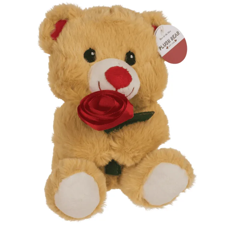Plüsch-Bär mit Rose, 18 cm,