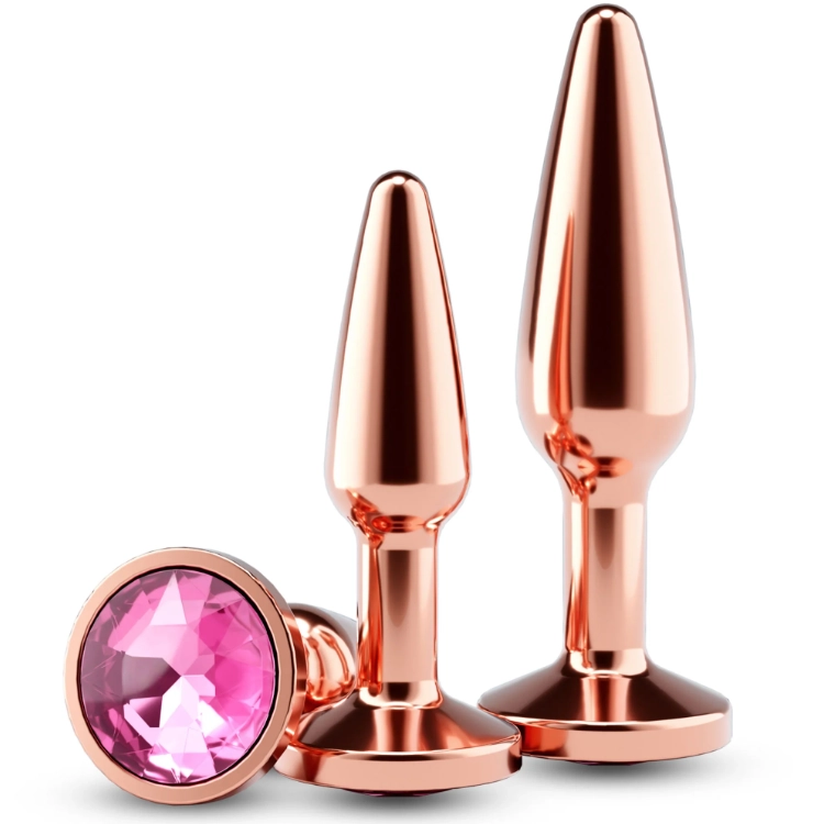 Alu Analplug 2er-Set mit Schmuckstein rose gold