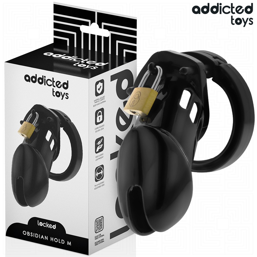 Addicted Toys Locked Obsidian Hold Penis Cage Size M