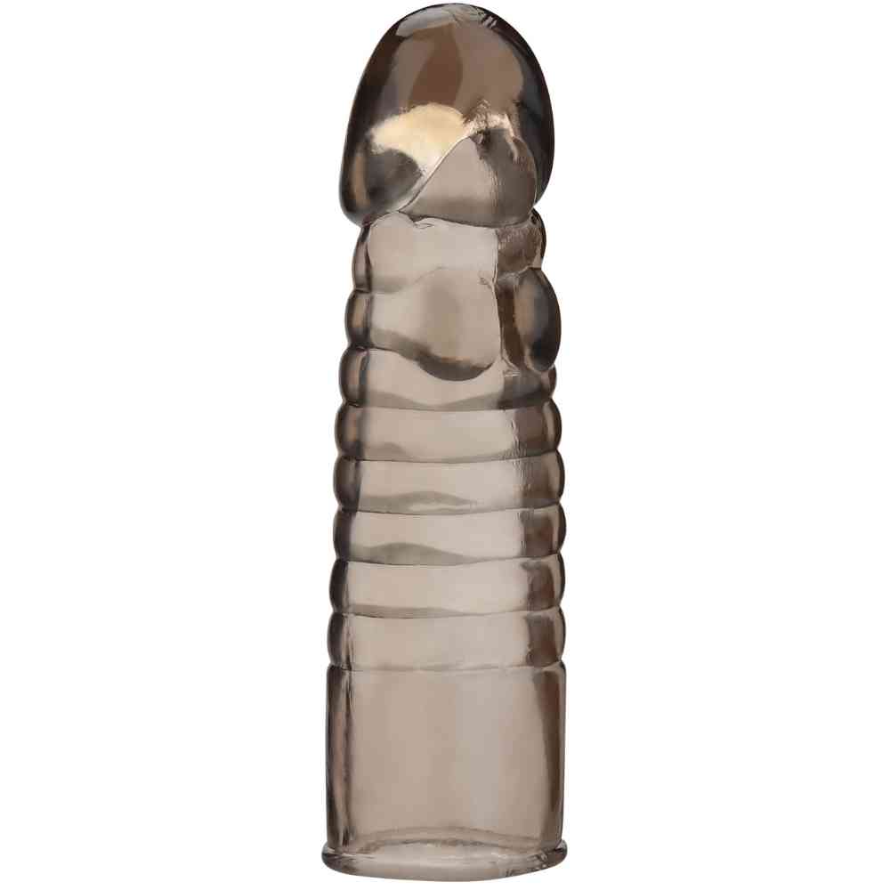 Blue Line C & B 6" Ribbed Realistic Penis Enhancing Sleeve Extension - Smoke