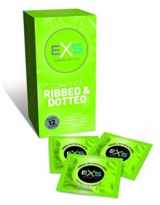 EXS Ribbed Dotted and Flared Latex Condoms (12 Pack)