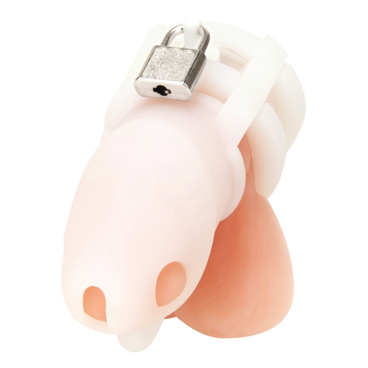 *BLUE LINE C&B GEAR Silicone Cock Cage small w. ball devider wht