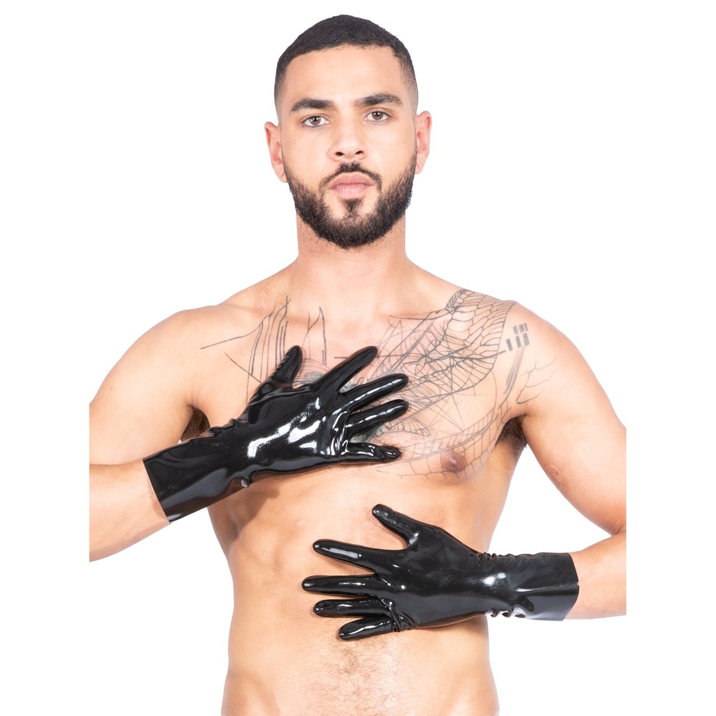 [D108A.BLKL] Honour kurze Latexhandschuhe – Schwarz – Grösse L