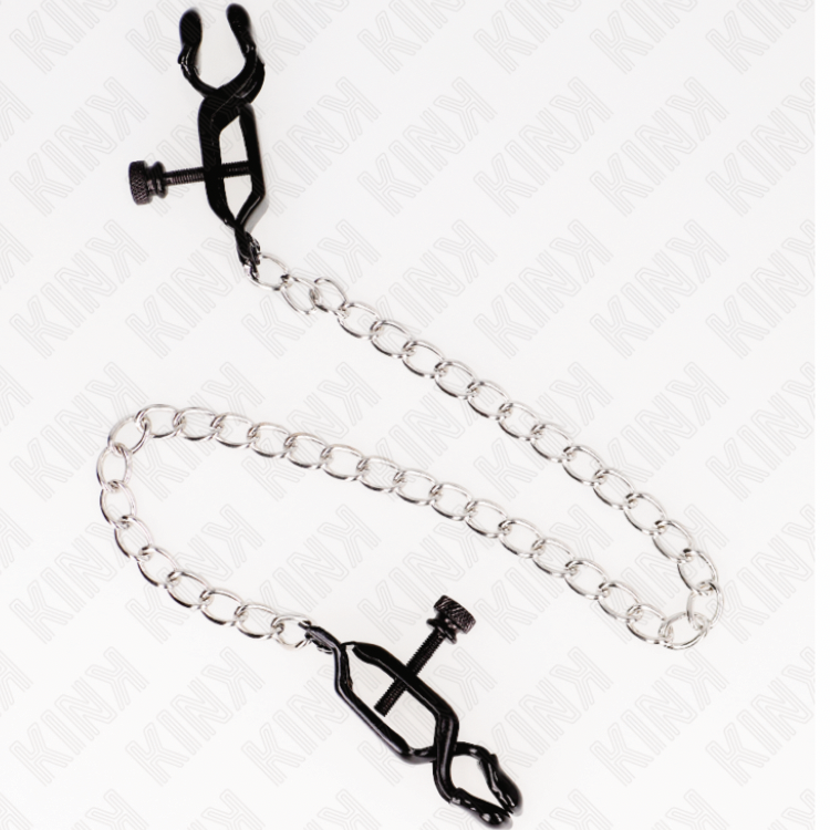 Kink - Morsetti per Capezzoli a Catena Piatta Argento 30 Cm