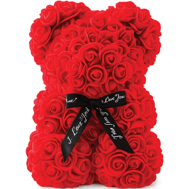 Rosen-Teddy aus Kunstrosen – romantisches Geschenk (21 cm)