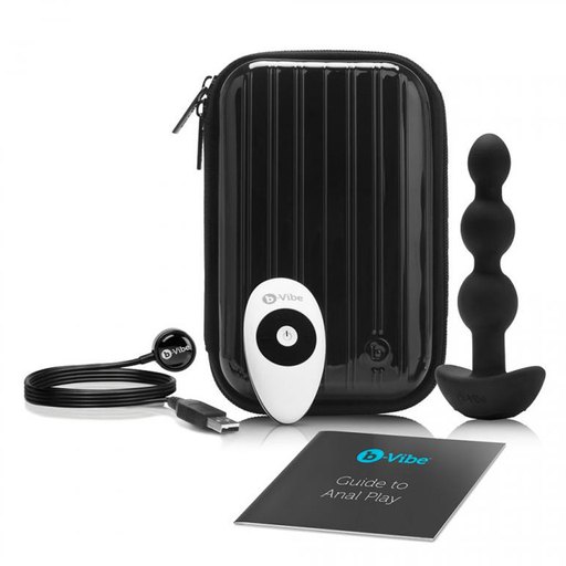 B-Vibe Triplet Rechargeable Remote-Controlled Vibrating Anal Beads Plug Black