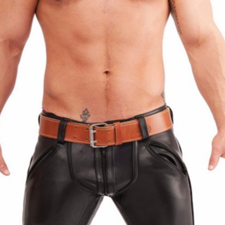 Mister B Leather Belt Stitched 5 cm – Braun